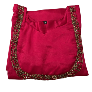 Pink Georgette Hand work aline kurti