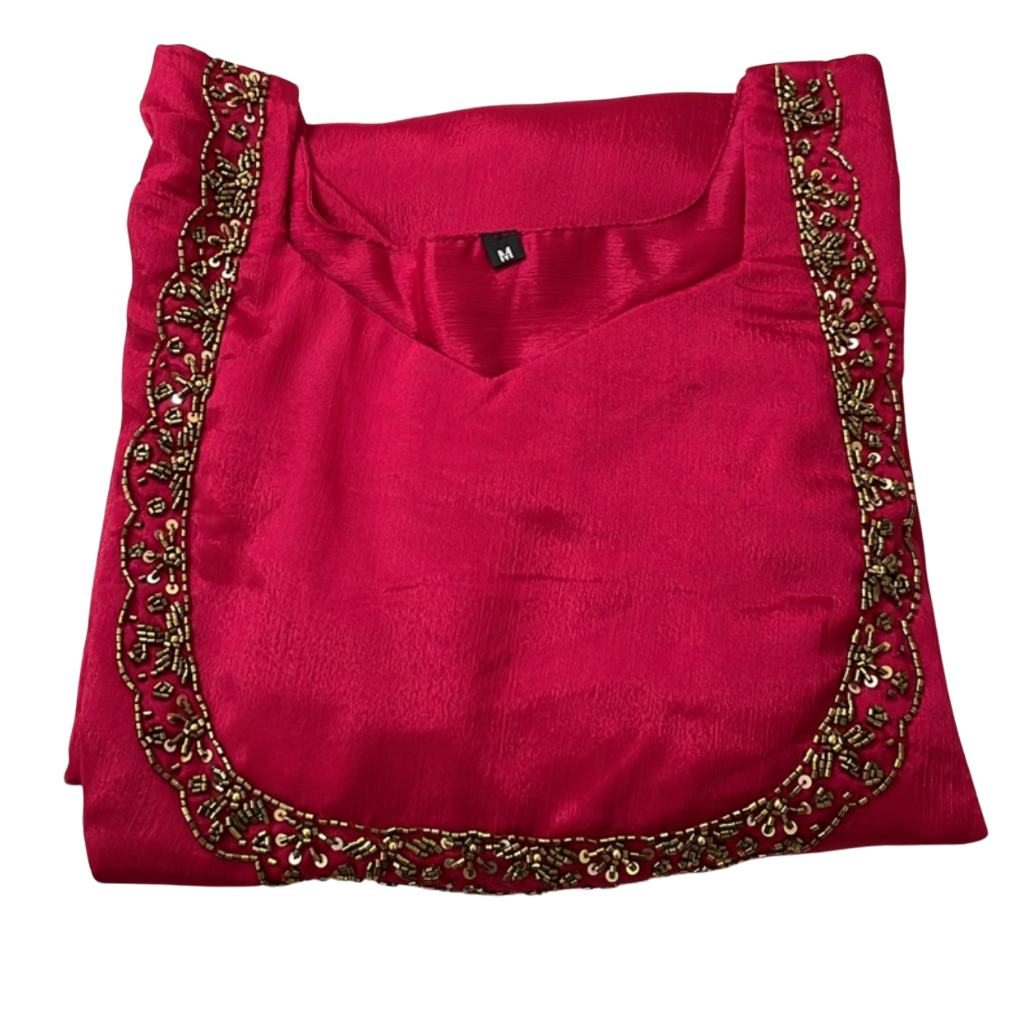 Pink Georgette Hand work aline kurti