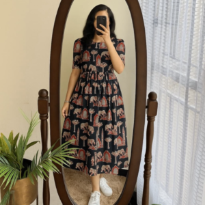 Elegant Printed Cotton Maxi Dress
