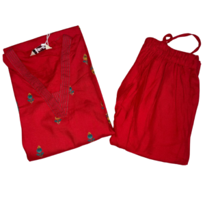 Red Premium Reyon foil print 2 piece sets