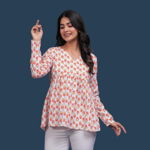 White with red peplum top