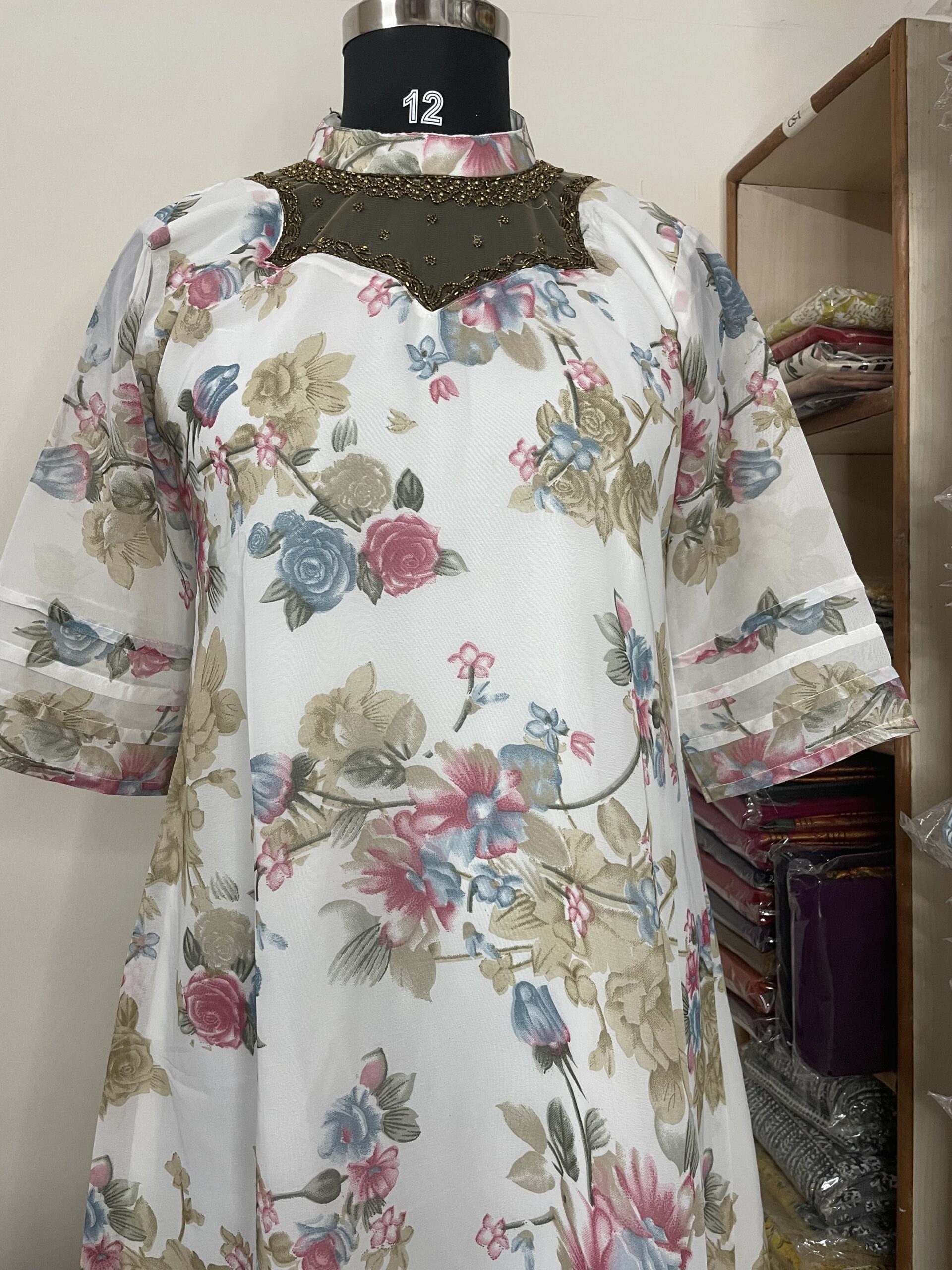 Jewelneck Georgette aline kurti - Image 3