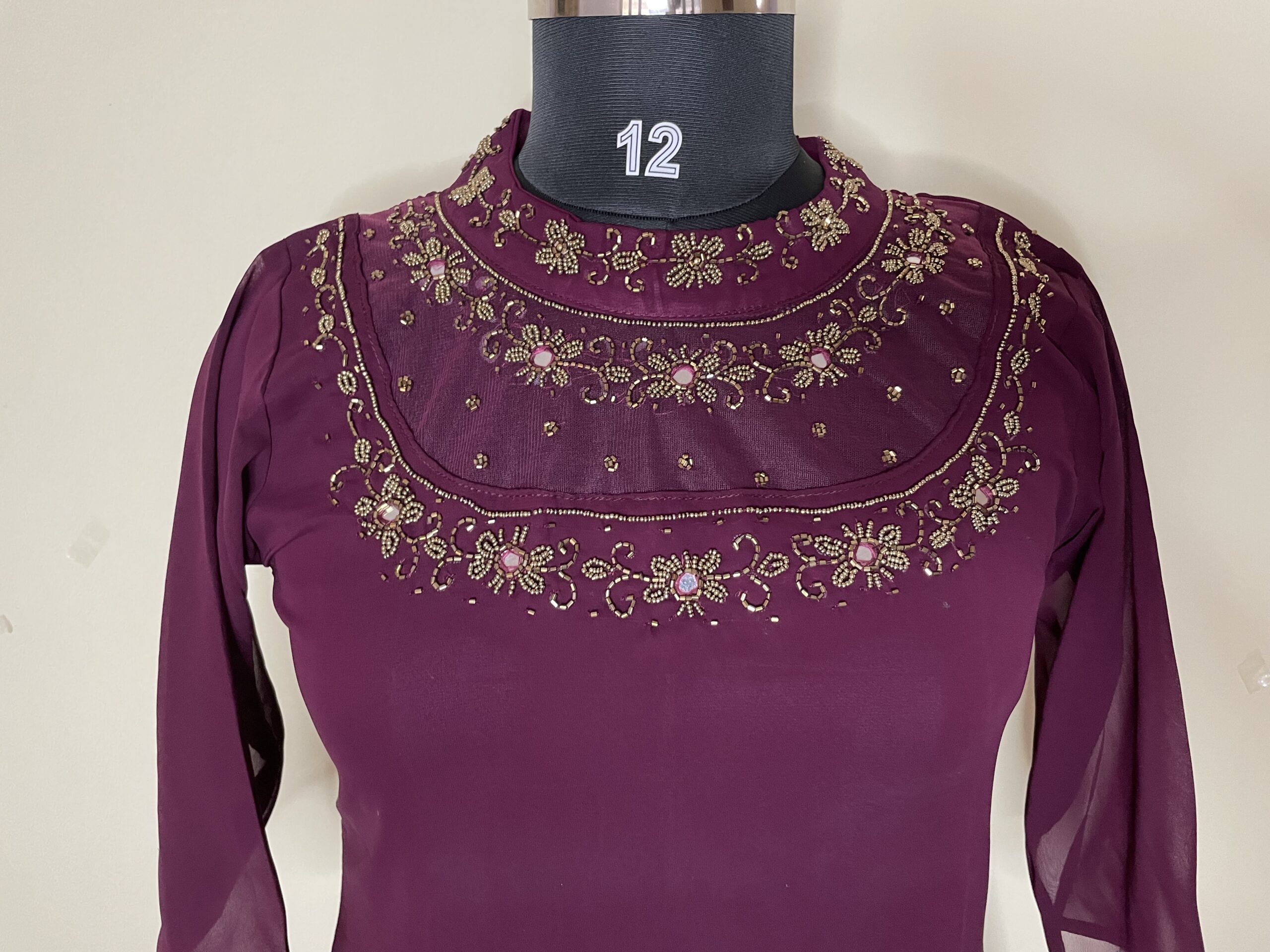 Jewelneck Aline Georgette Kurti - Image 3