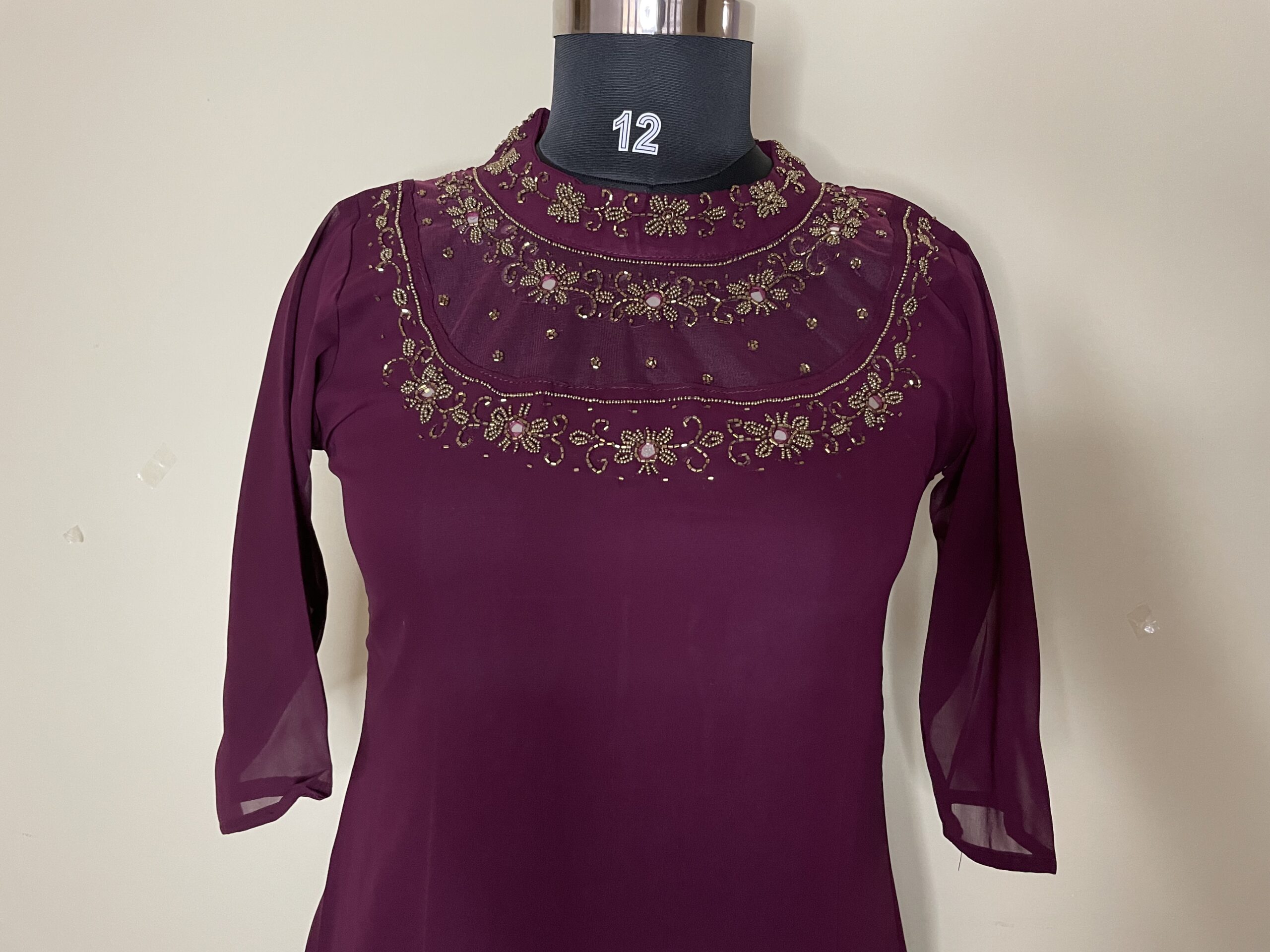 Jewelneck Aline Georgette Kurti - Image 5