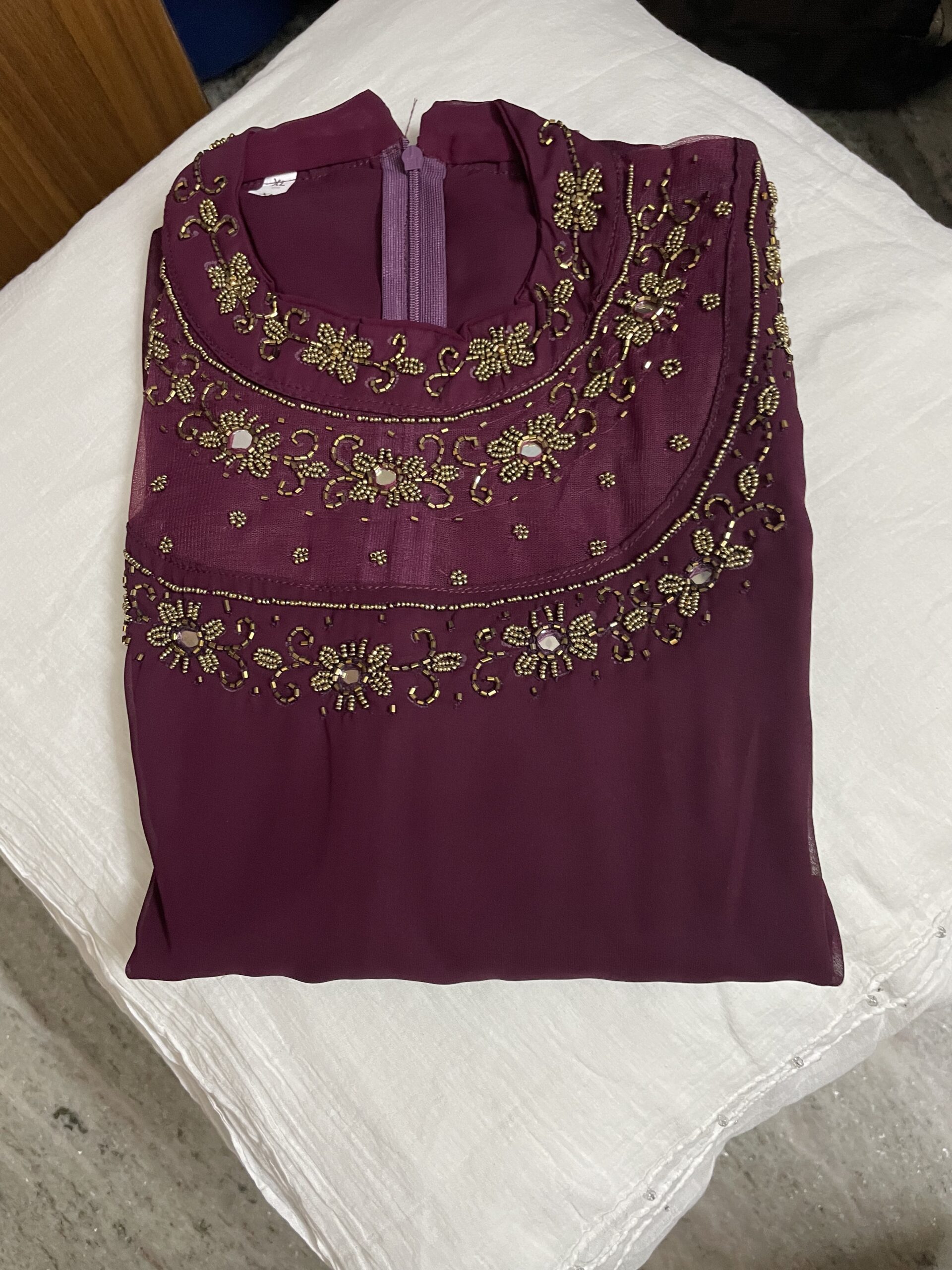 Jewelneck Aline Georgette Kurti - Image 2