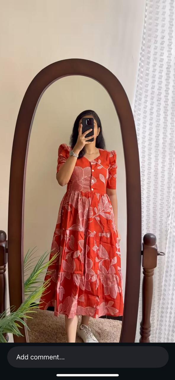 Pure Cotton Red Maxi